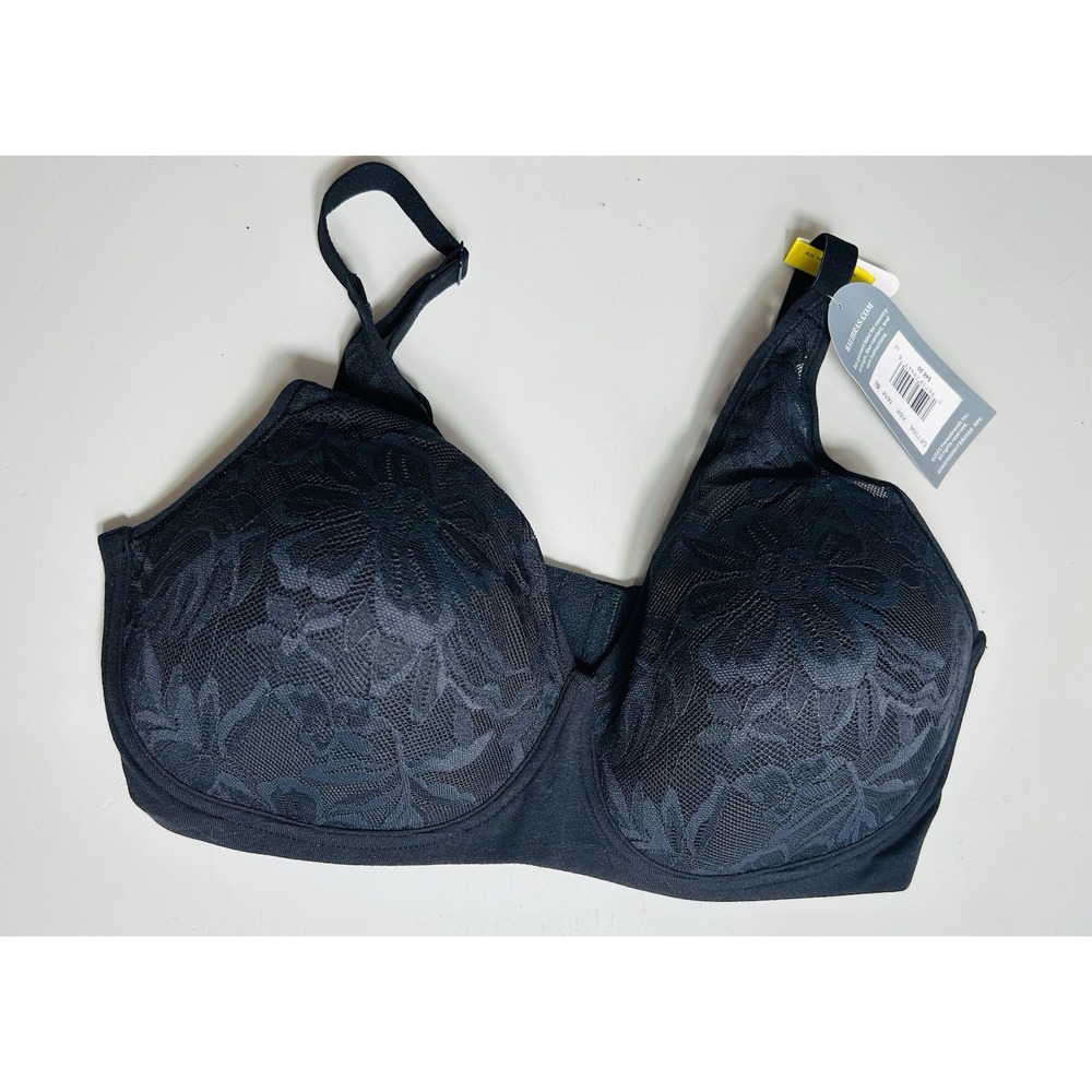Bali Breathe Modal Comfort Wireless Lace T-Shirt Bra Smoothing Black‎ Size M NWT